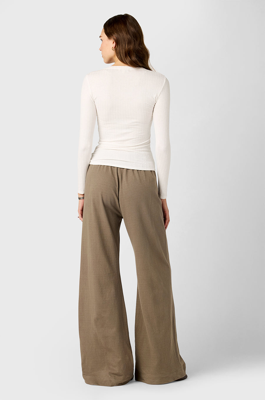 WIDE LEG PANT IN MOREL COTTON TWILL