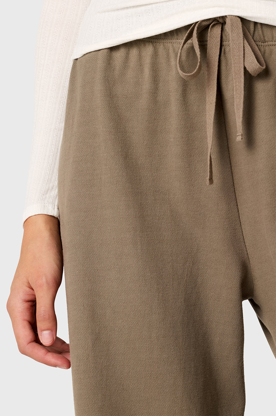 WIDE LEG PANT IN MOREL COTTON TWILL