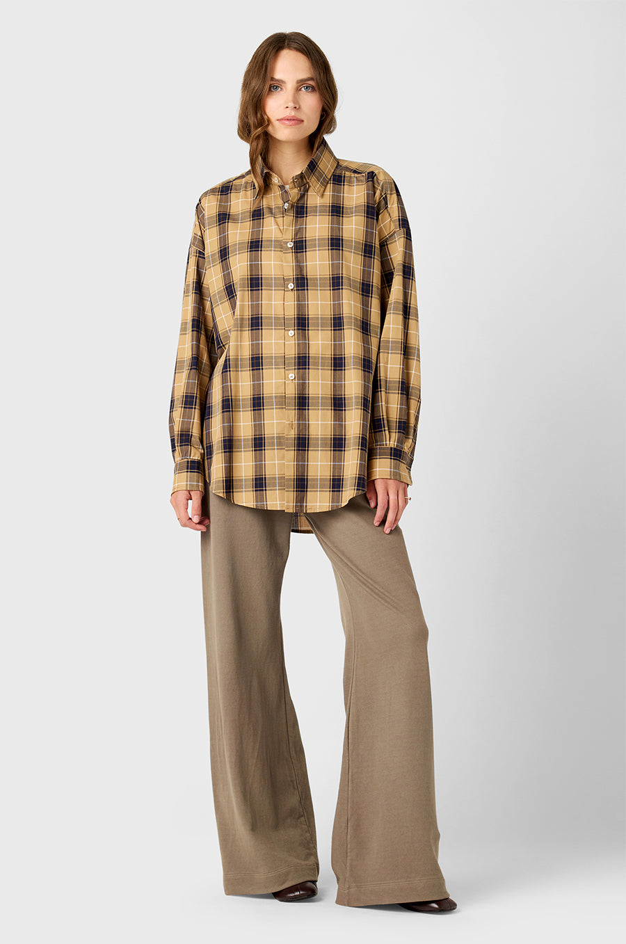 WIDE LEG PANT IN MOREL COTTON TWILL