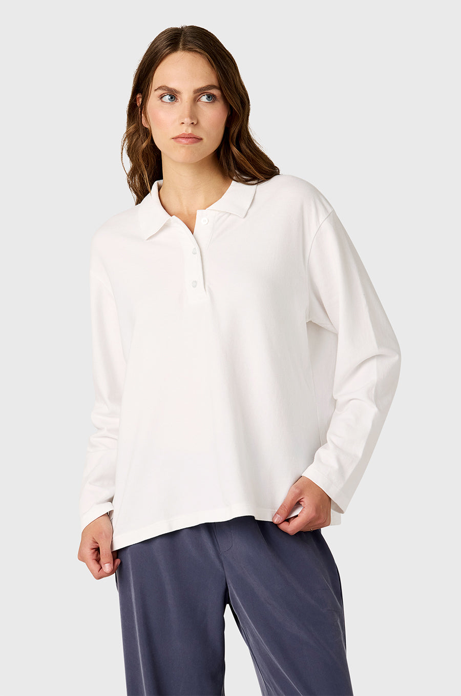 THE BF POLO IN WHITE COTTON TWILL