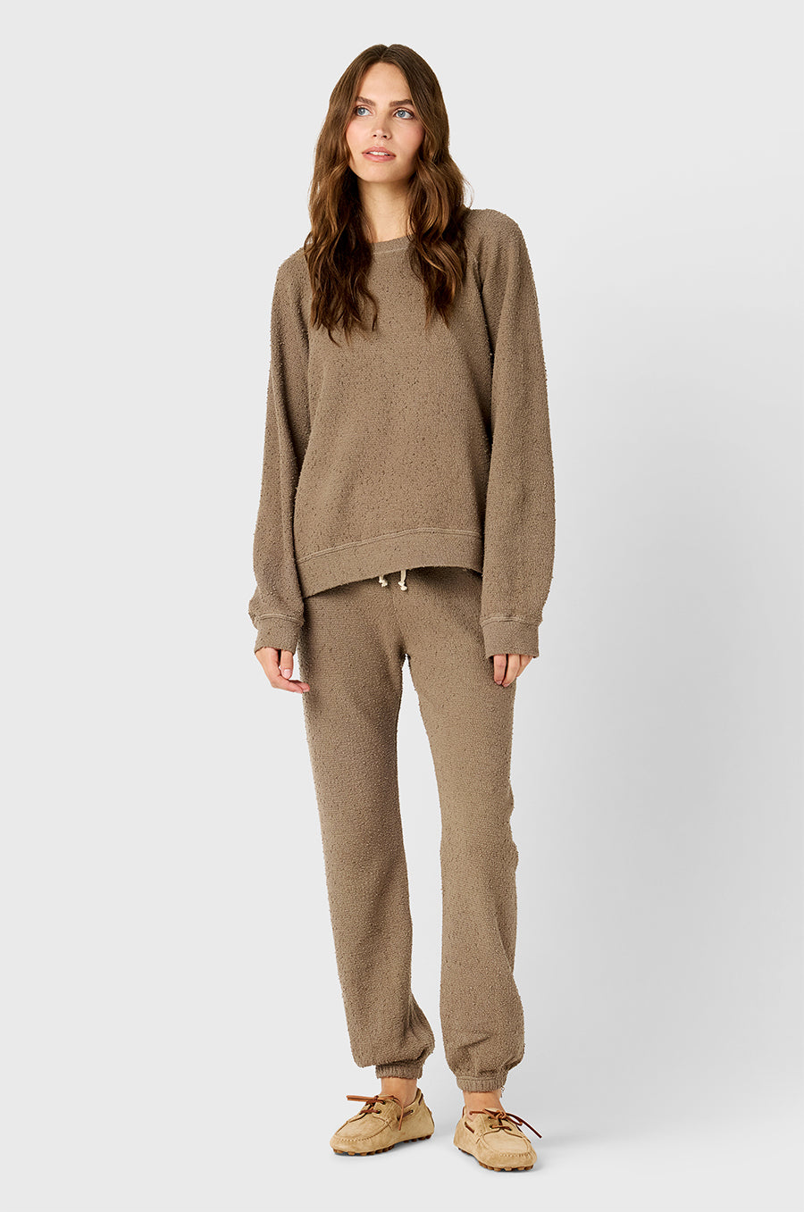 BRENTWOOD SWEATSHIRT IN MOREL BOUCLÉ