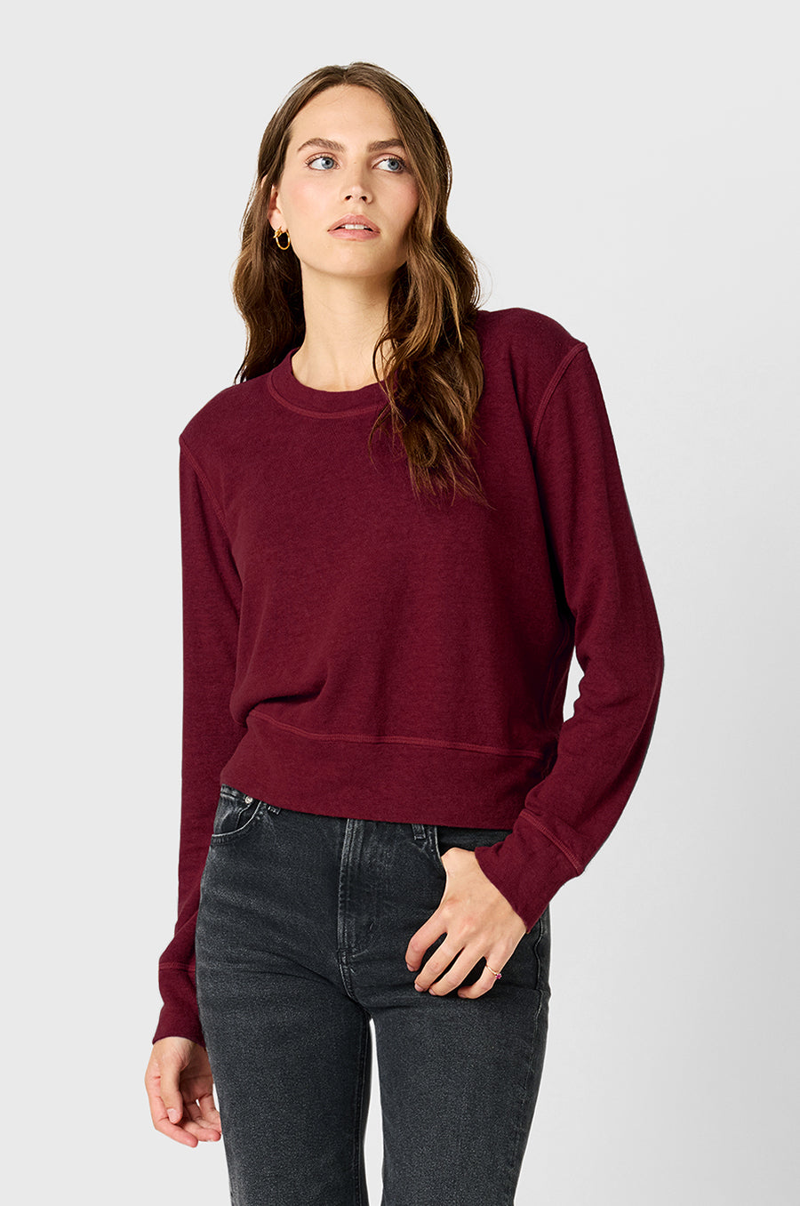 SCOOPNECK SWEATER IN RUBY HEMP COTTON