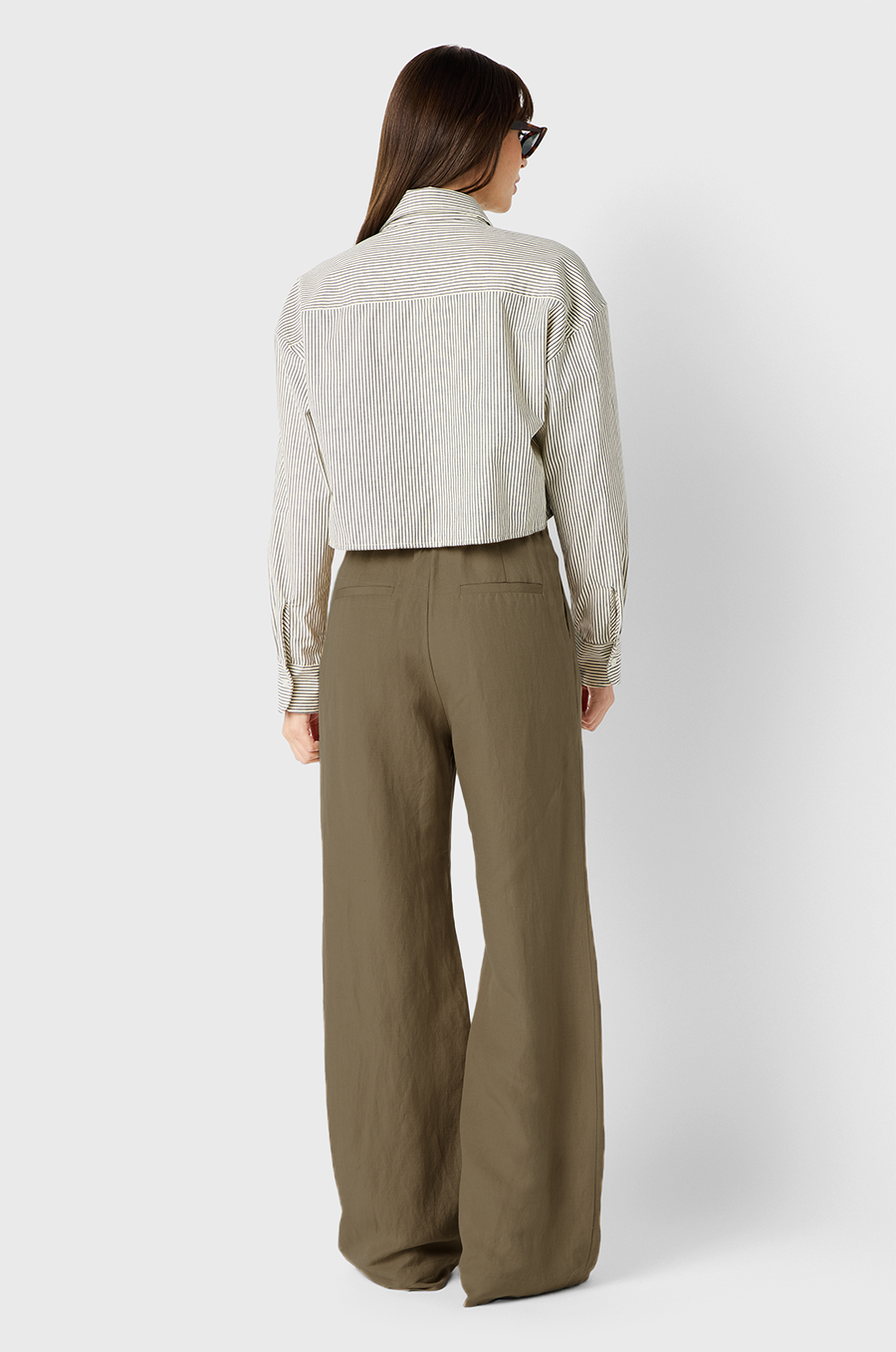 SLOUCHY HIGH WAISTED TROUSER IN MOSS