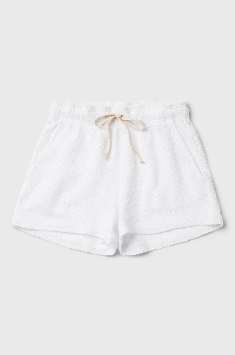 the lady & the sailor Weekend Short in White Boucle.